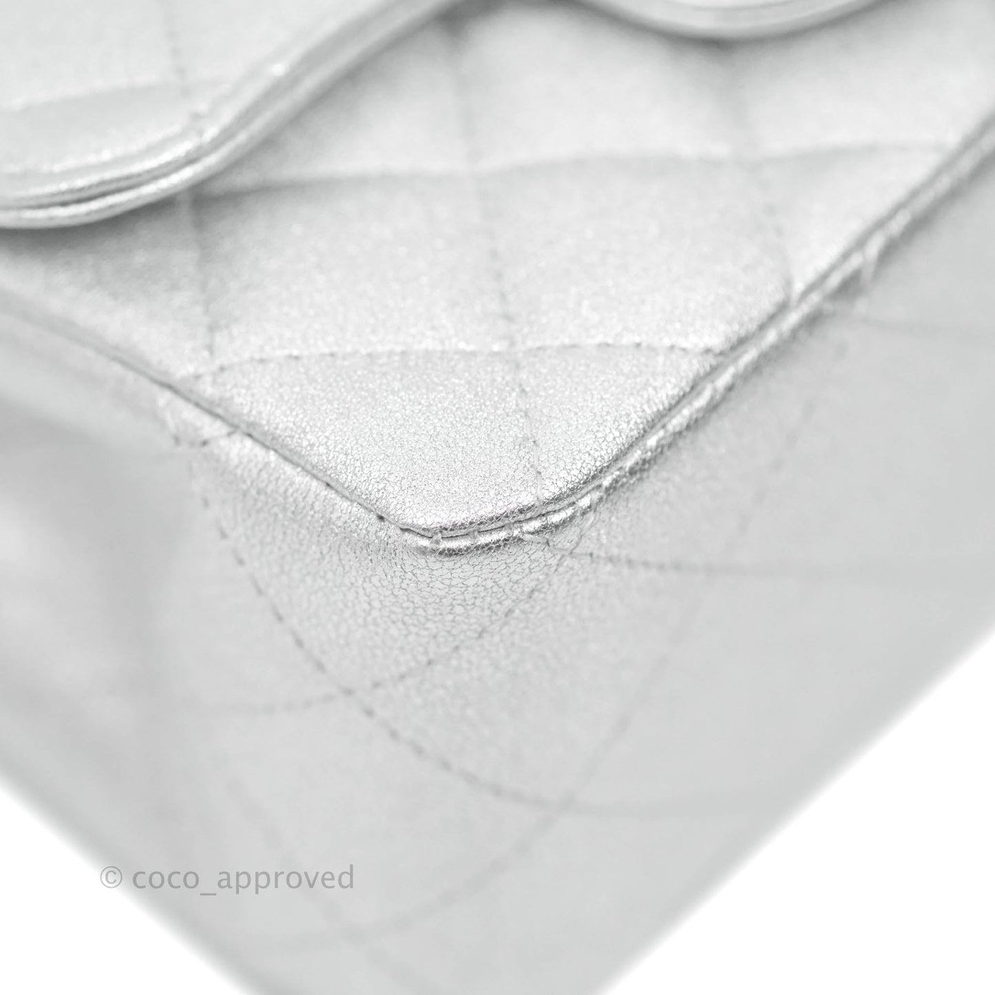 Chanel Classic Quilted Mini Square Flap Silver Lambskin Silver Hardware