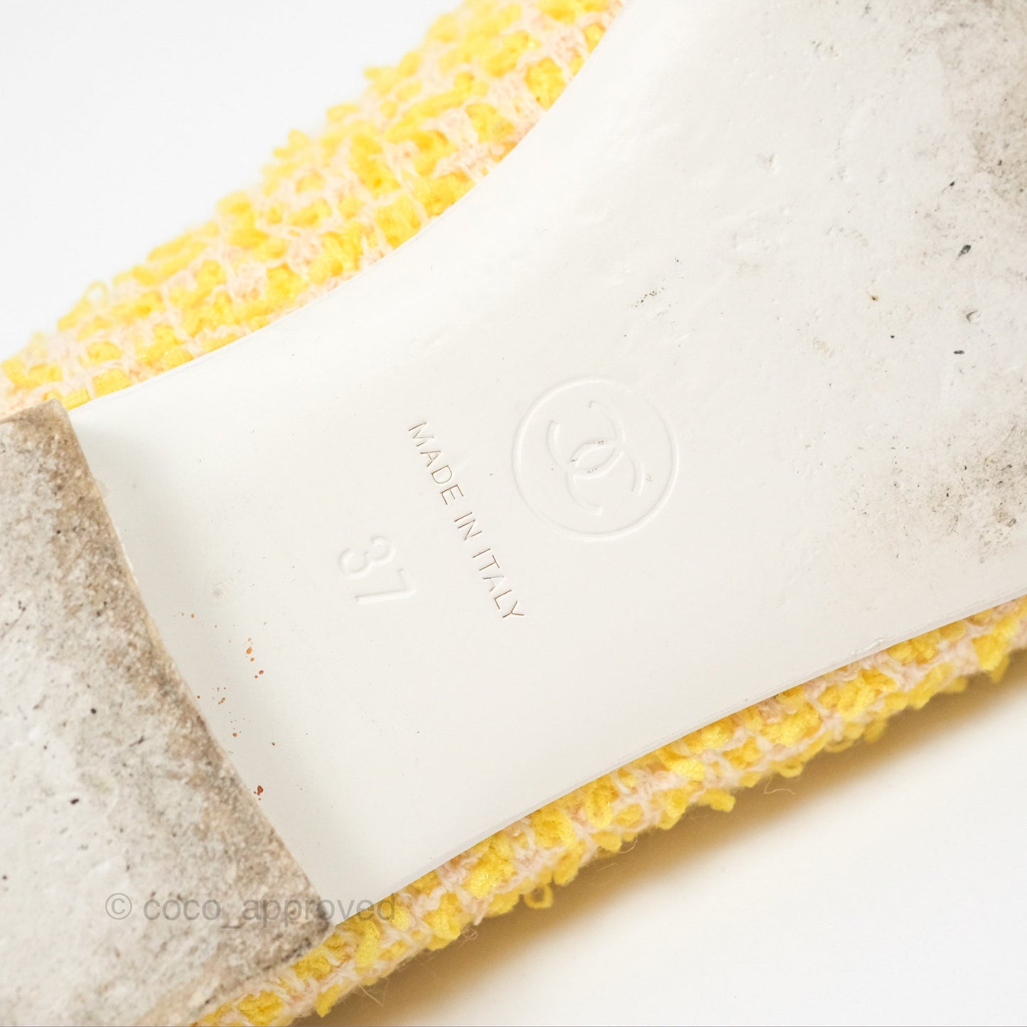 Chanel Ballerina Flats Yellow Tweed White Size 37