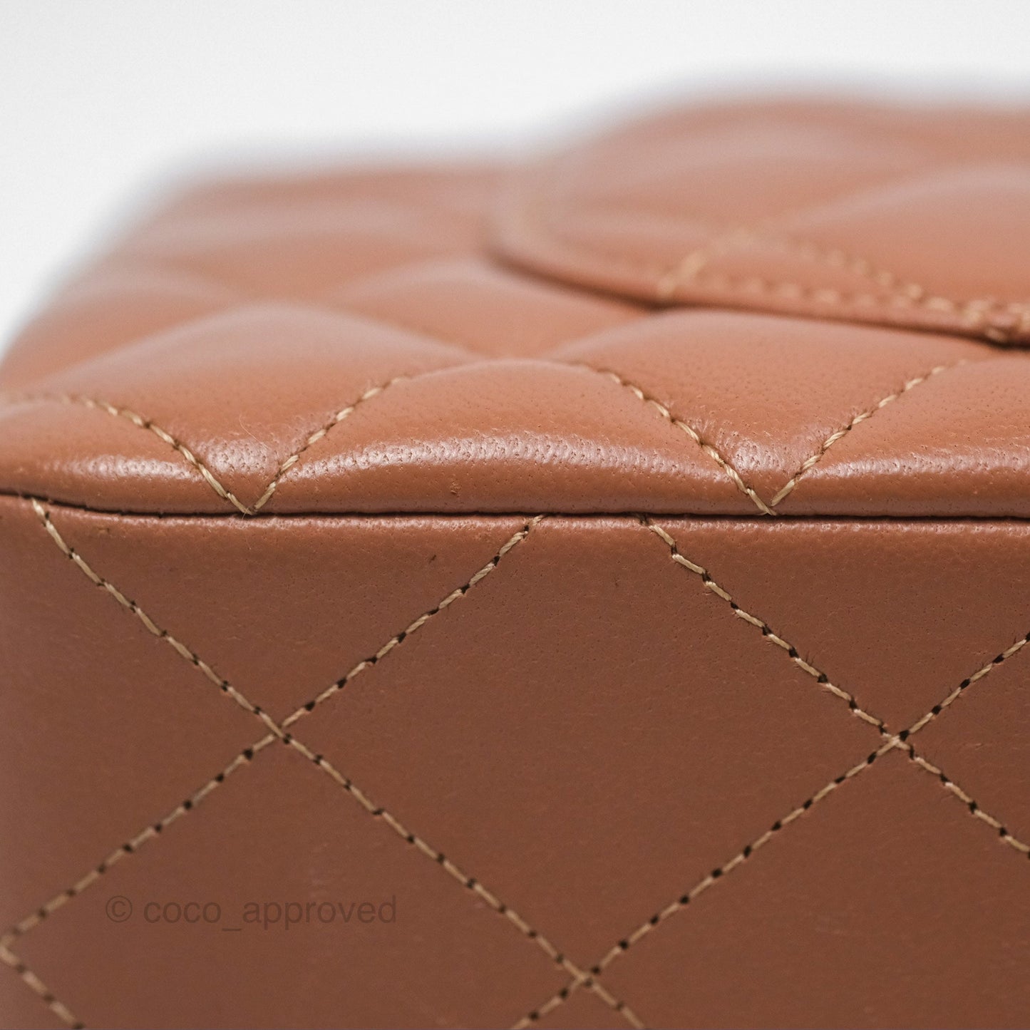 Chanel Small Classic Quilted Flap Dark Beige Caramel Lambskin Gold Hardware