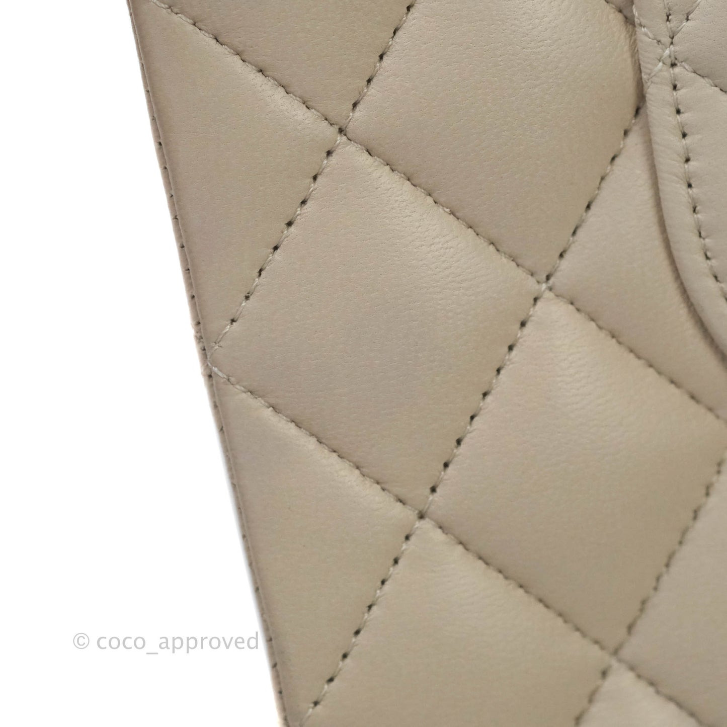 Chanel Classic M/L Medium Double Flap Cream Lambskin Silver Hardware
