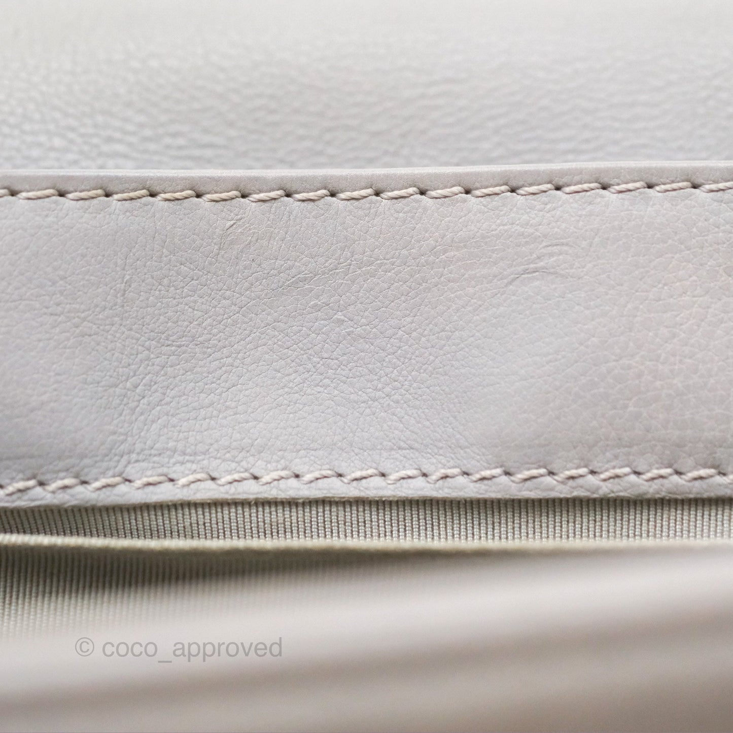 Chanel Medium Boy Reverso Flap Light Grey Calfskin Ruthenium Hardware