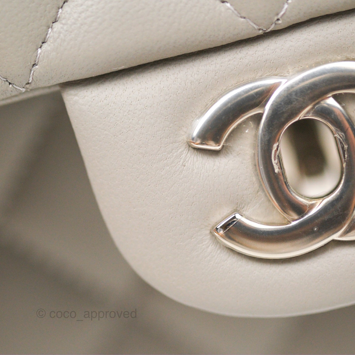 Chanel Classic Flap Clutch Quilted Light Grey Lambskin Silver Hardware