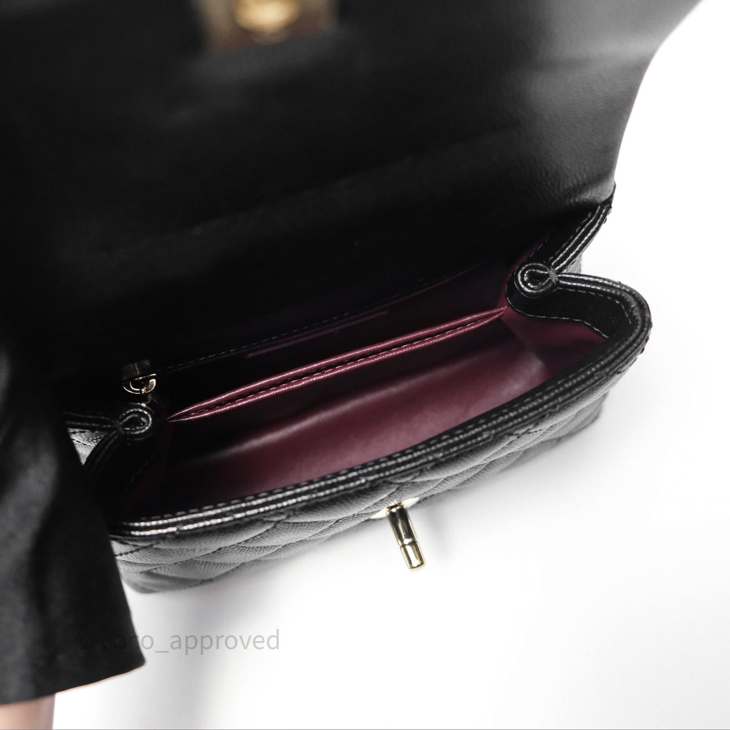Chanel Mini Coco Handle Quilted Black Caviar Gold Hardware