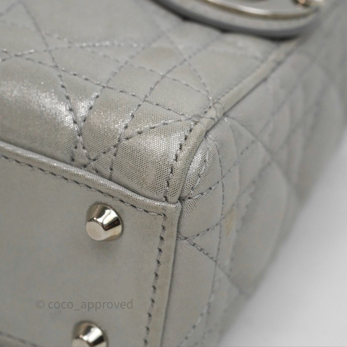 Christian Dior Calfskin Cannage Mini Lady Dior Grey