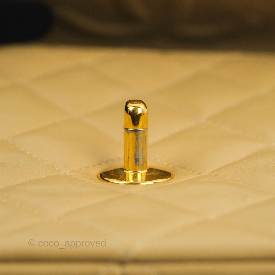 Chanel Vintage Square Flap Bag Beige Lambskin 24K Gold Hardware