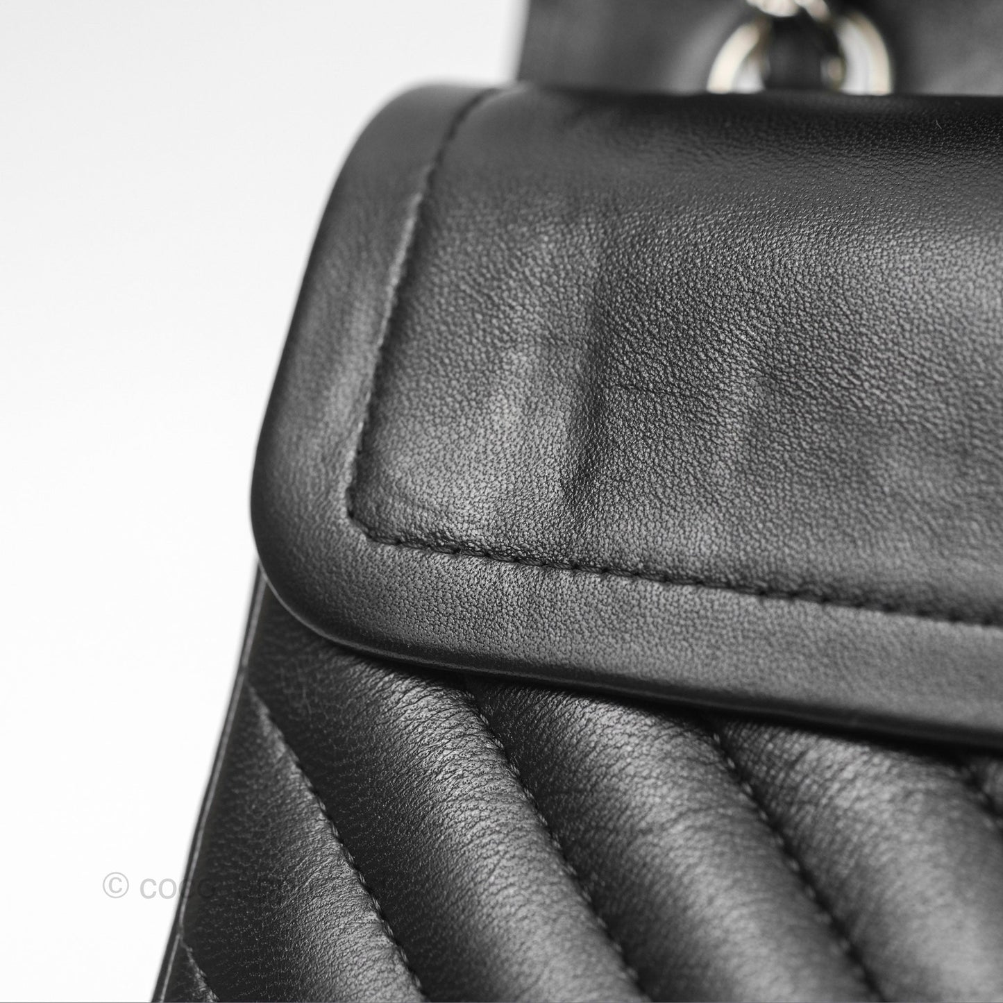 Chanel Small Classic Chevron Flap Black Lambskin Silver Hardware
