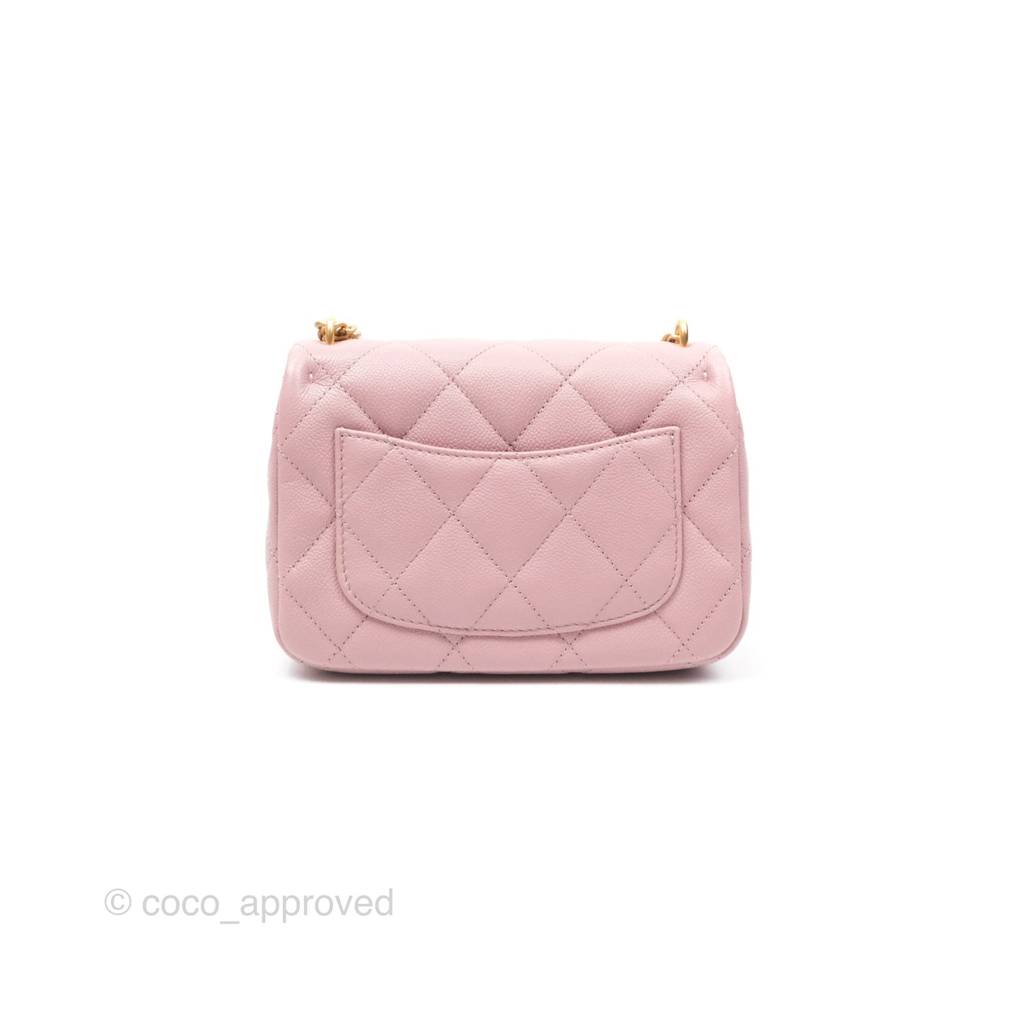 Chanel Mini Flap Bag Heart Adjustable Chain Dusty Pink Caviar Aged Gold Hardware