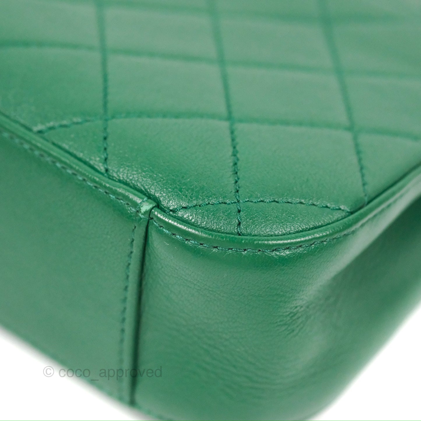 Chanel Chain Infinity Top Handle Bag Green Lambskin Aged Gold Hardware
