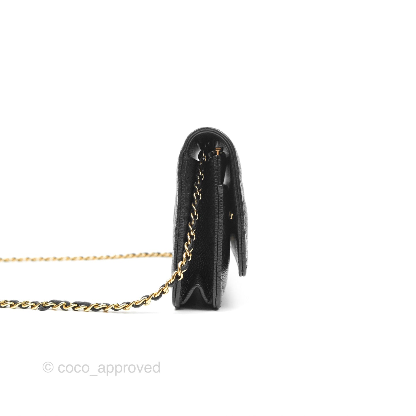 Chanel Classic Quilted Wallet On Chain WOC Black Caviar Gold Hardware