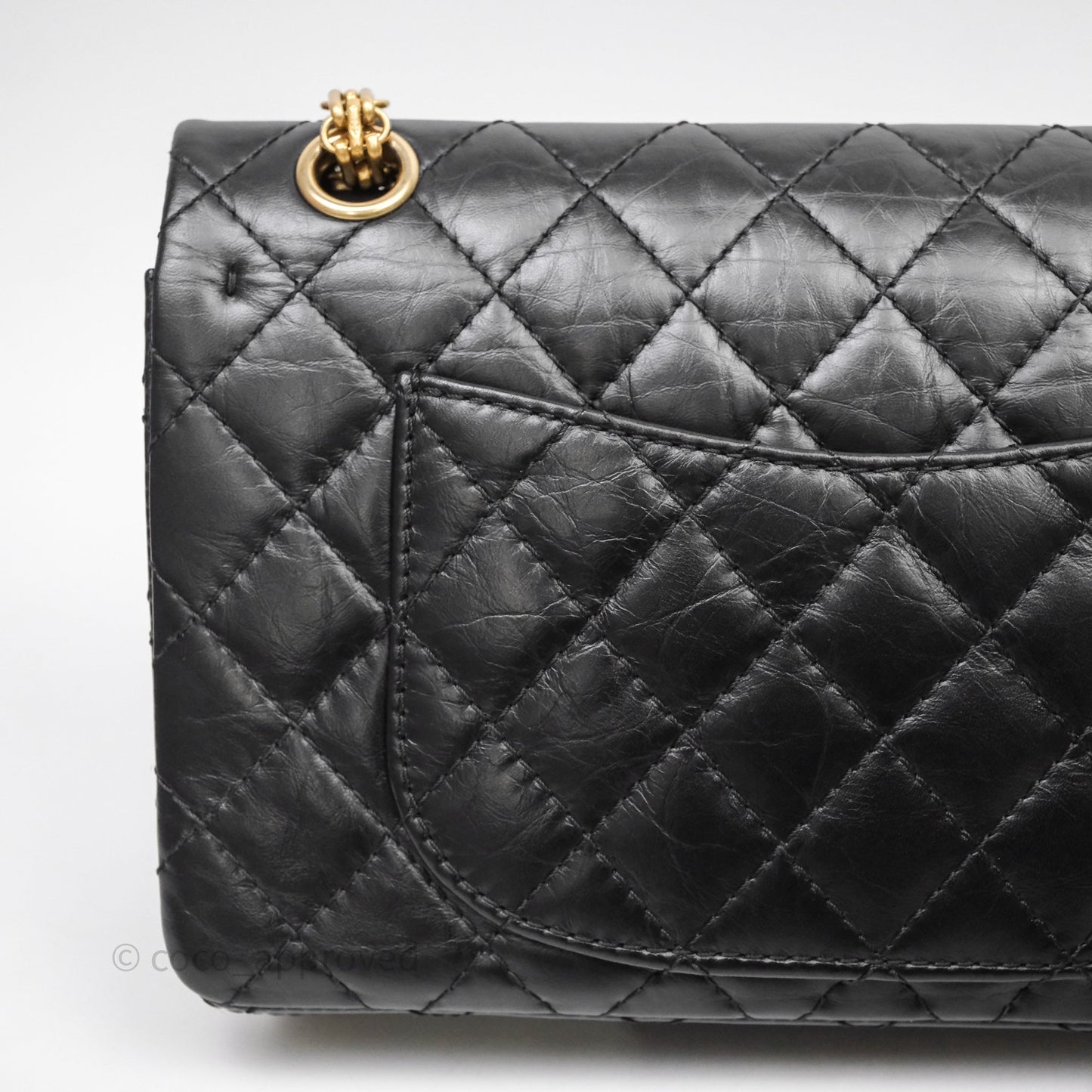 Chanel Reissue 225 Quilted Aged Calfskin Black Aged Gold Hardware