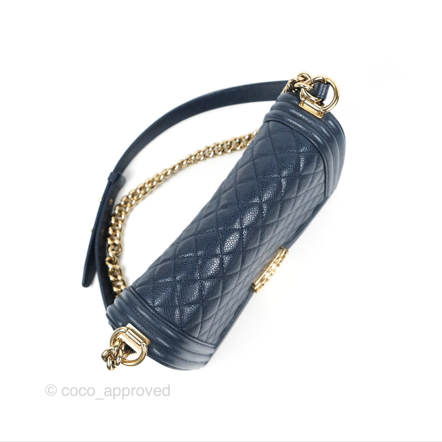Chanel Quilted Medium Boy Navy Caviar Gold Hardware