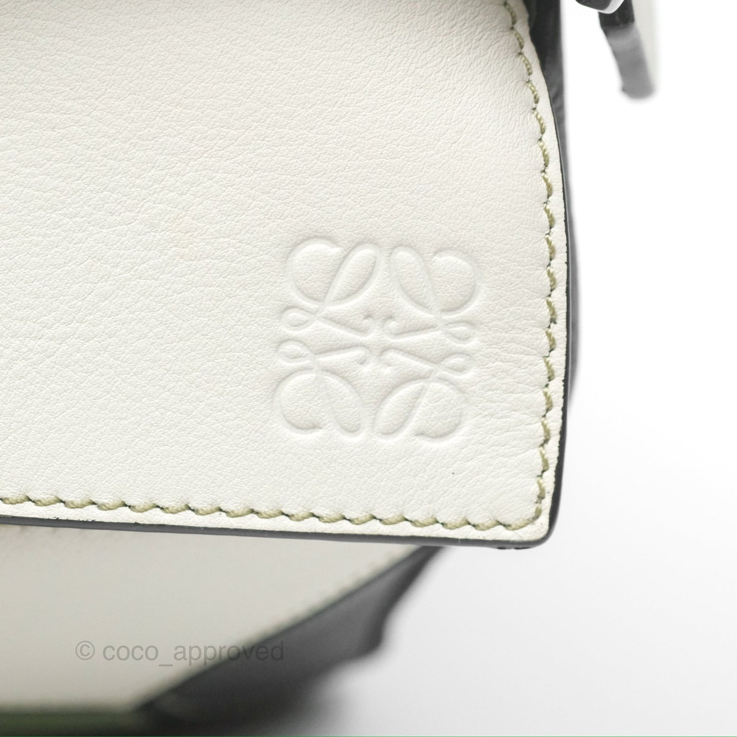 Loewe Small Puzzle Bag Soft White/ Rosemary Calfskin Silver Hardware