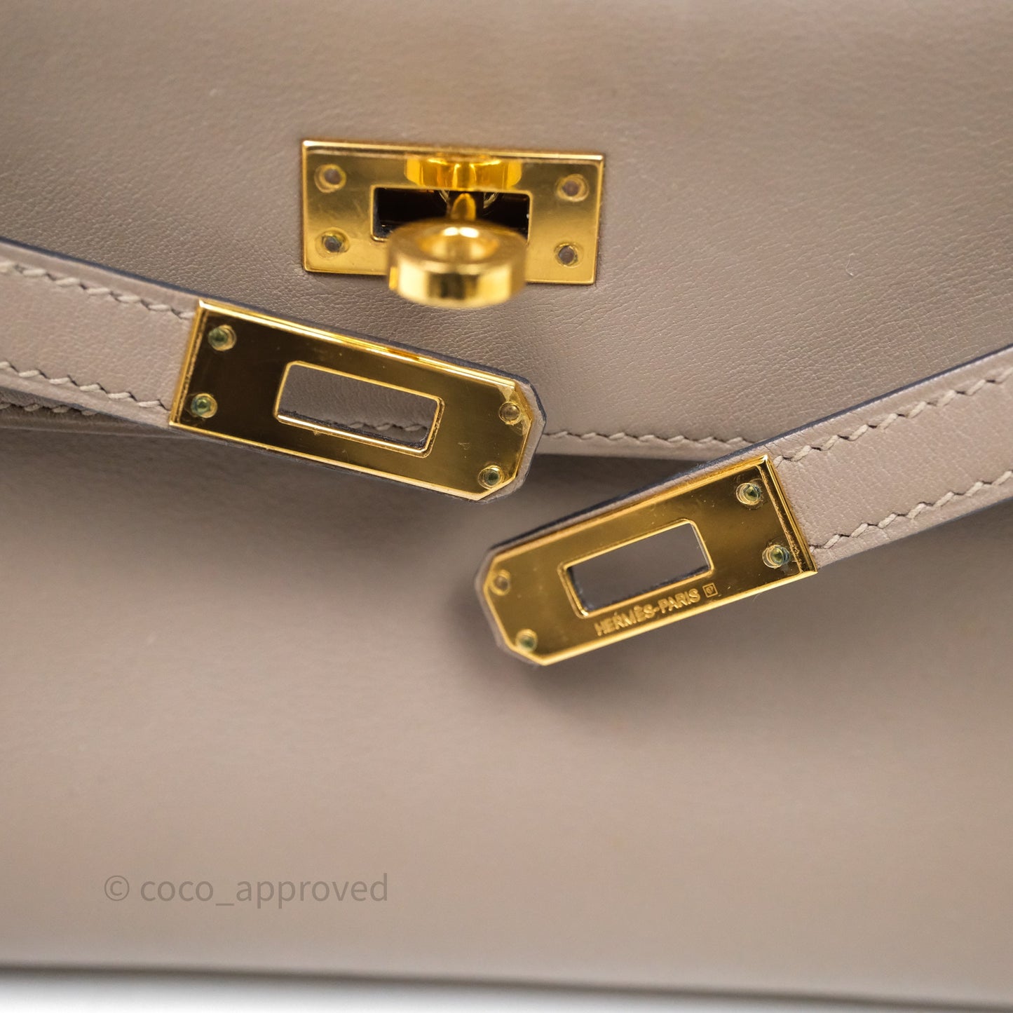 Hermès Kelly Pochette Gris Asphalte M8 Swift Gold Hardware