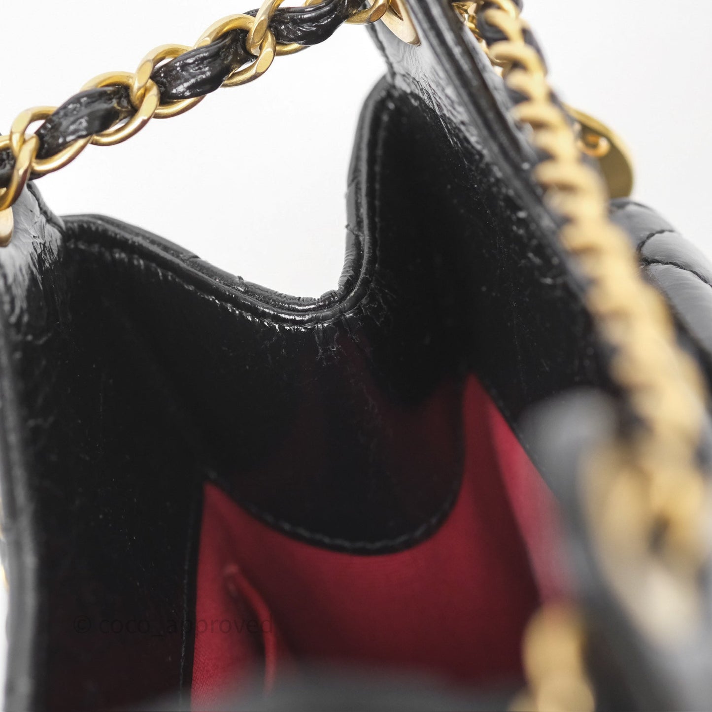 Chanel Small Hobo Black Shiny Crumpled Calfskin Aged Gold Hardware 23C