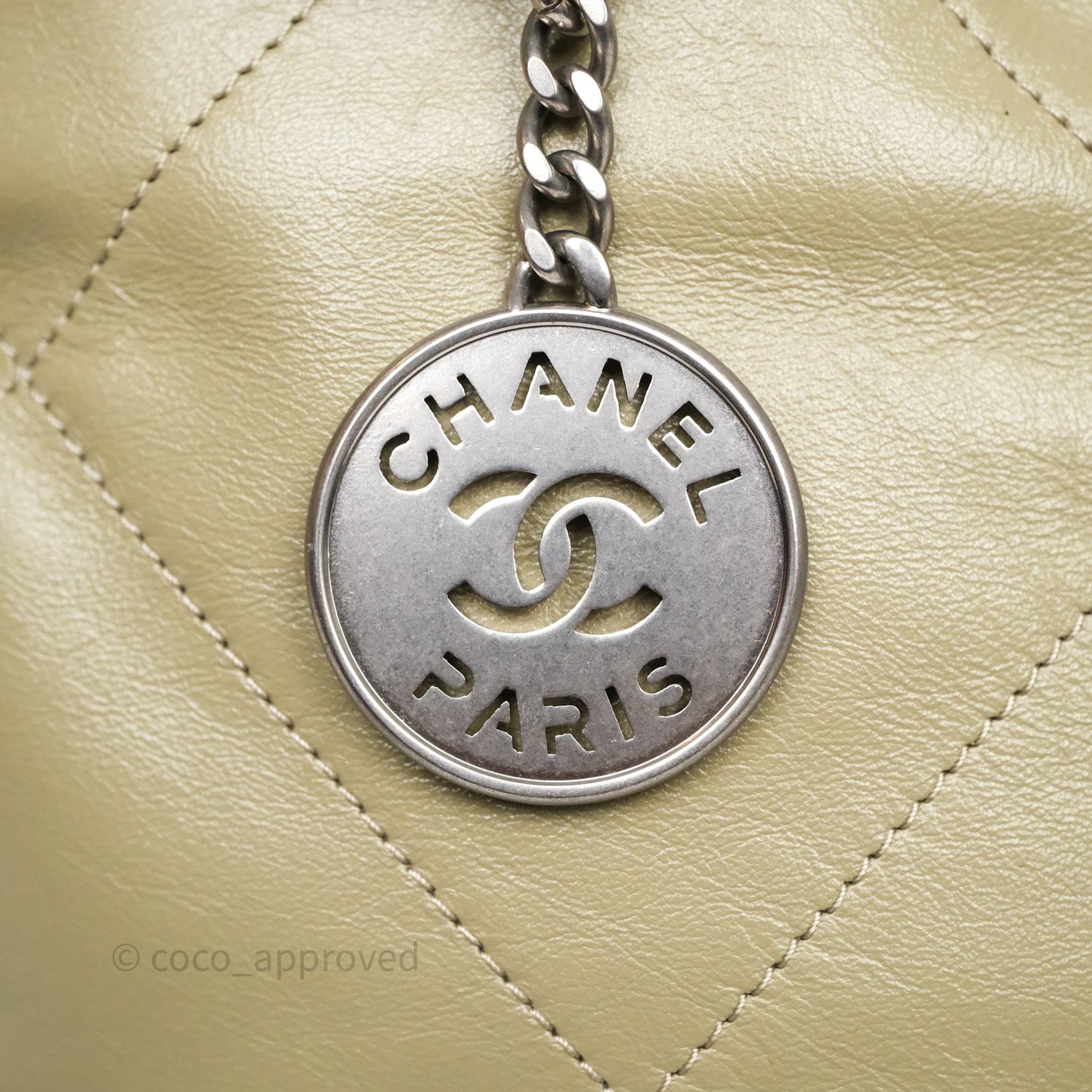 Chanel 22 Small Sage Green Shiny Calfskin Silver Hardware