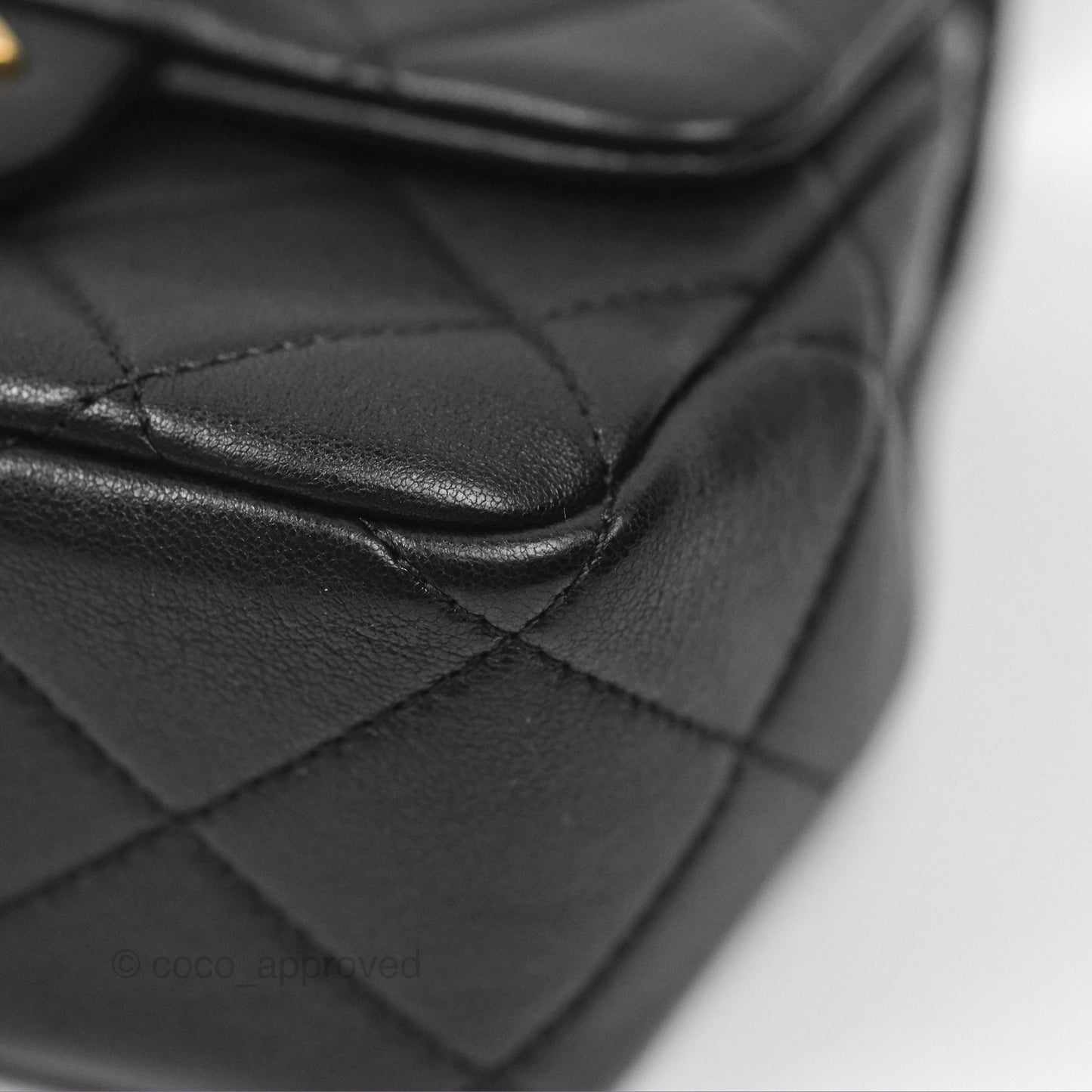 Chanel Mini Top Handle Flap Black Lambskin Aged Gold Hardware 23C