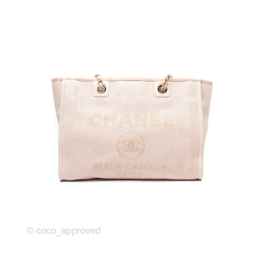 Chanel Medium Deauville Pink Canvas Gold Hardware