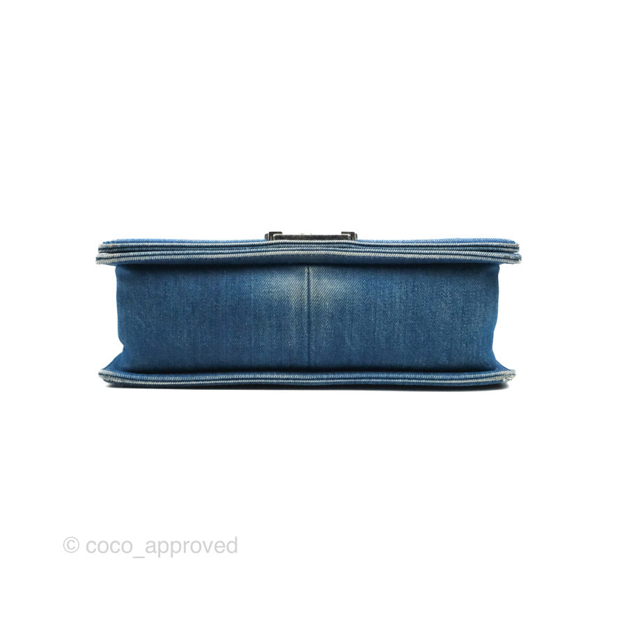 Chanel Medium Boy Blue Denim Tweed Ruthenium Hardware
