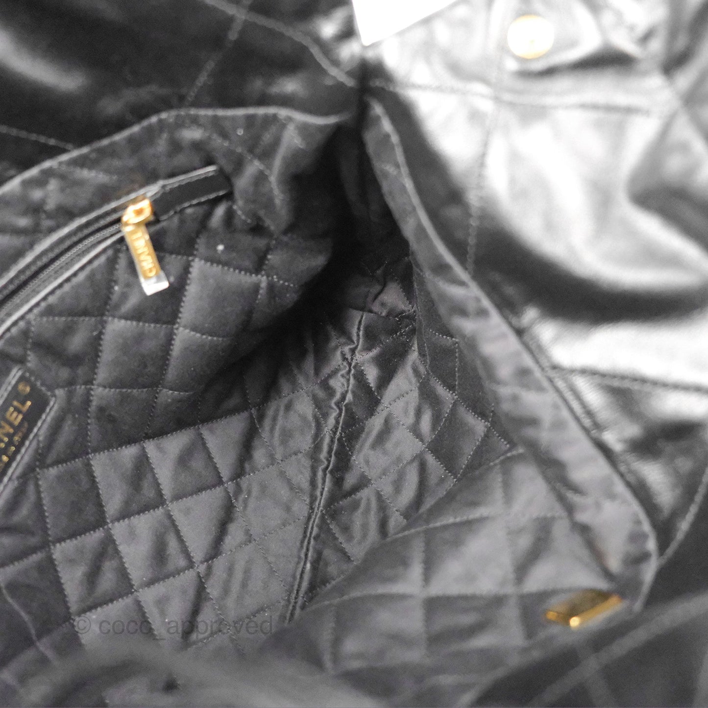 Chanel 22 Small Black Aged Calfskin Aged Gold Hardware