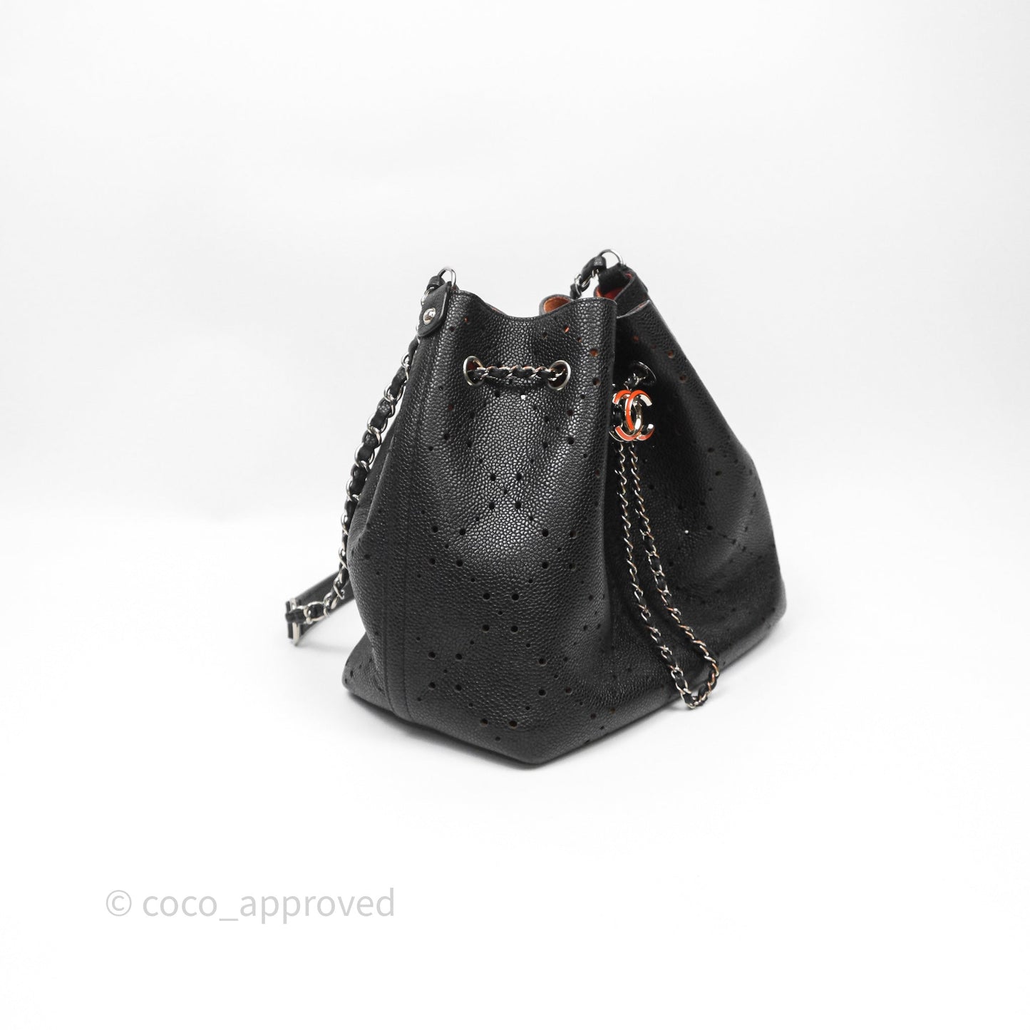 Chanel CC Drawstring Bucket Bag Black Caviar