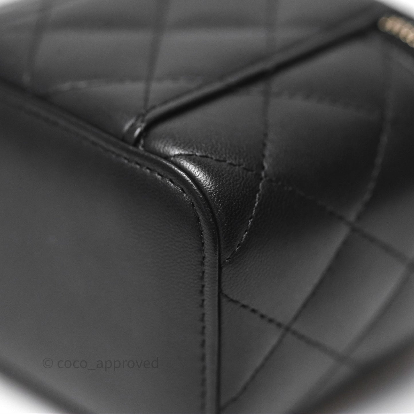 Chanel Mini Vanity With Pearl Chain Black Lambskin Gold Hardware