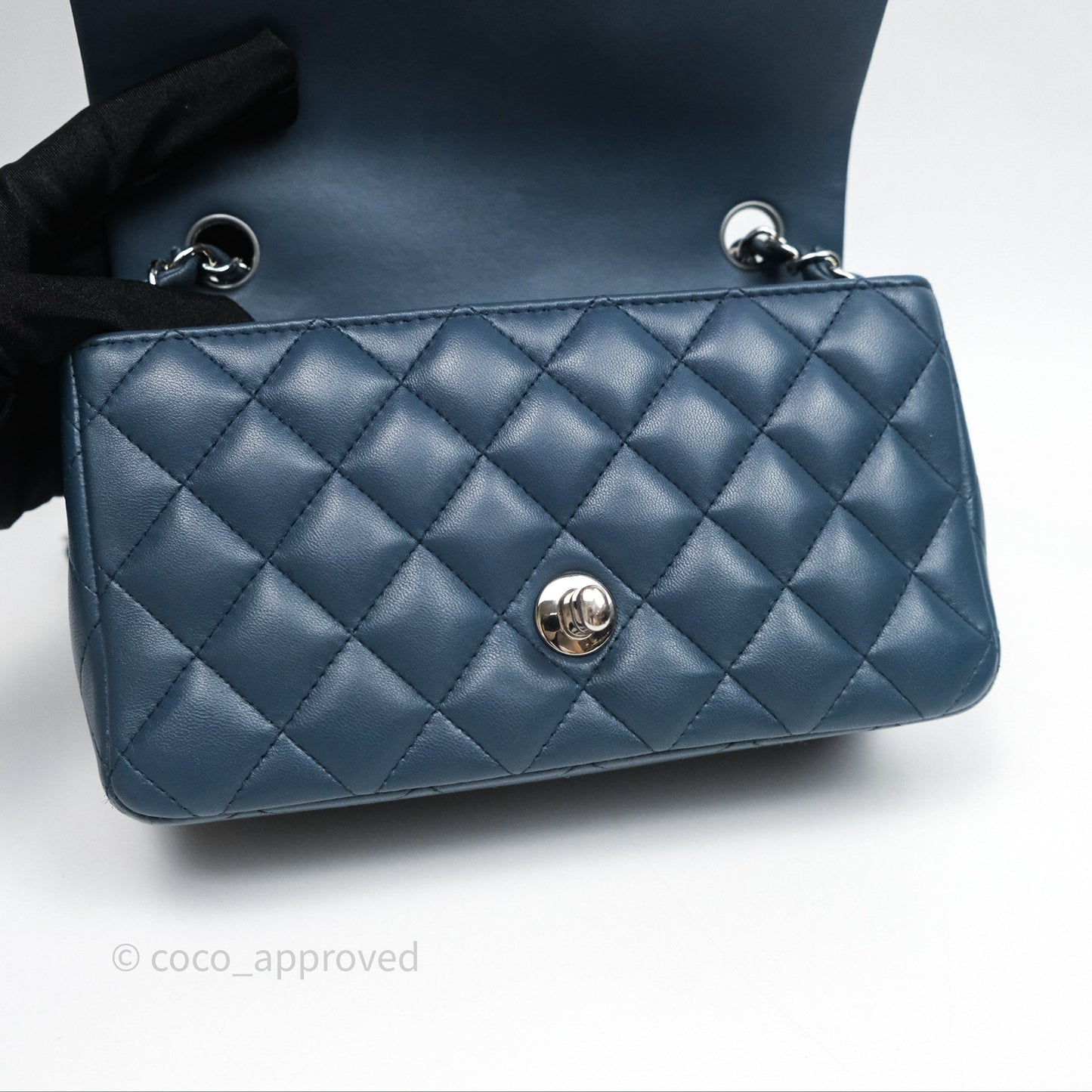 Chanel Quilted Mini Rectangular Navy Lambskin Silver Hardware