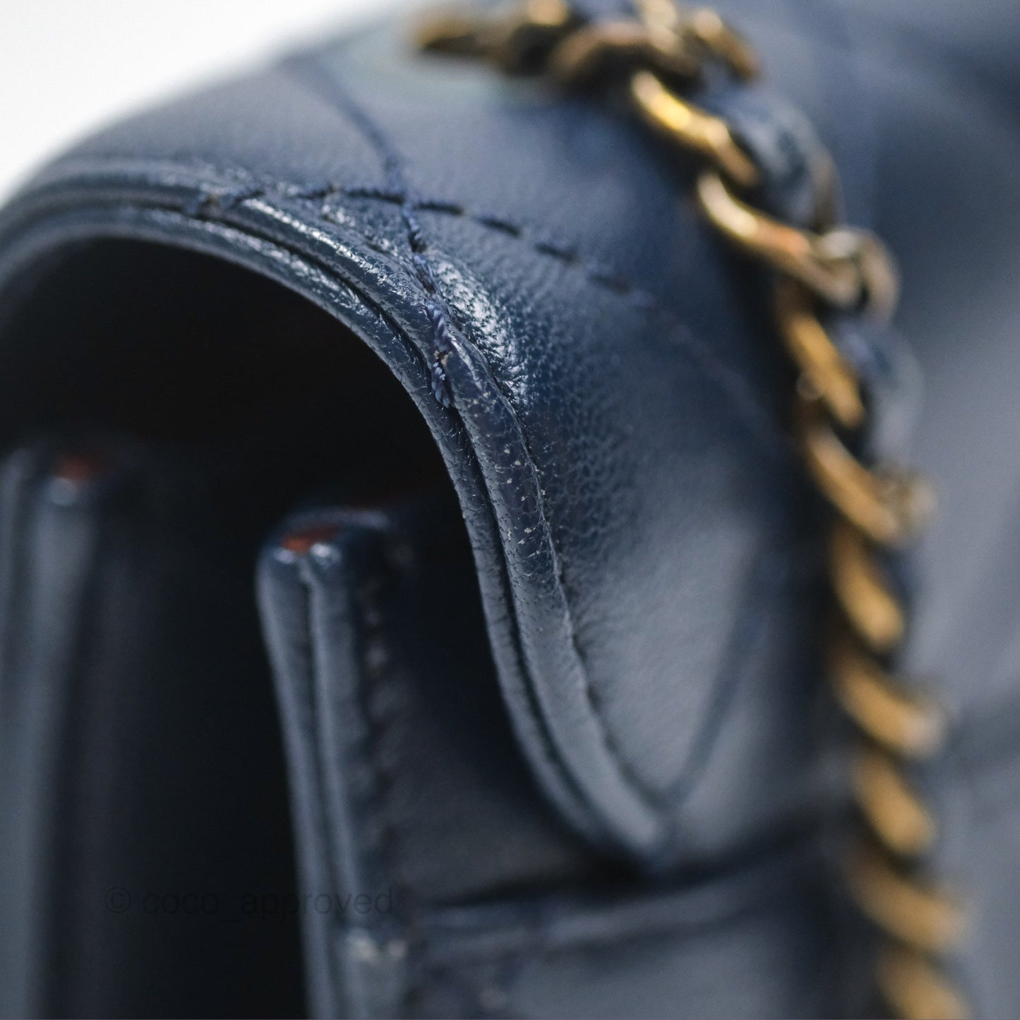Chanel Beauty Lock Flap Bag Navy Sheepskin Aged Gold Hardware