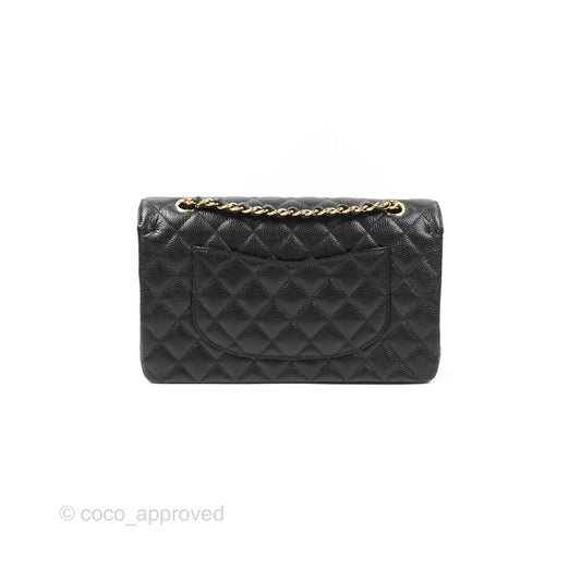 Chanel Classic M/L Medium Flap Quilted Black Caviar Gold Hardware