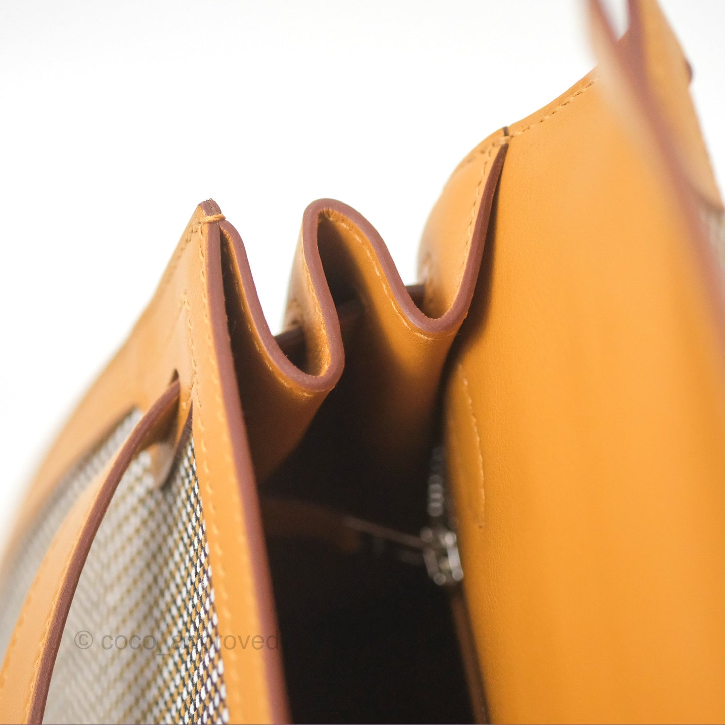 Hermès Kelly Sellier 28 Quadrille Black/White/Desert Sesame Swift