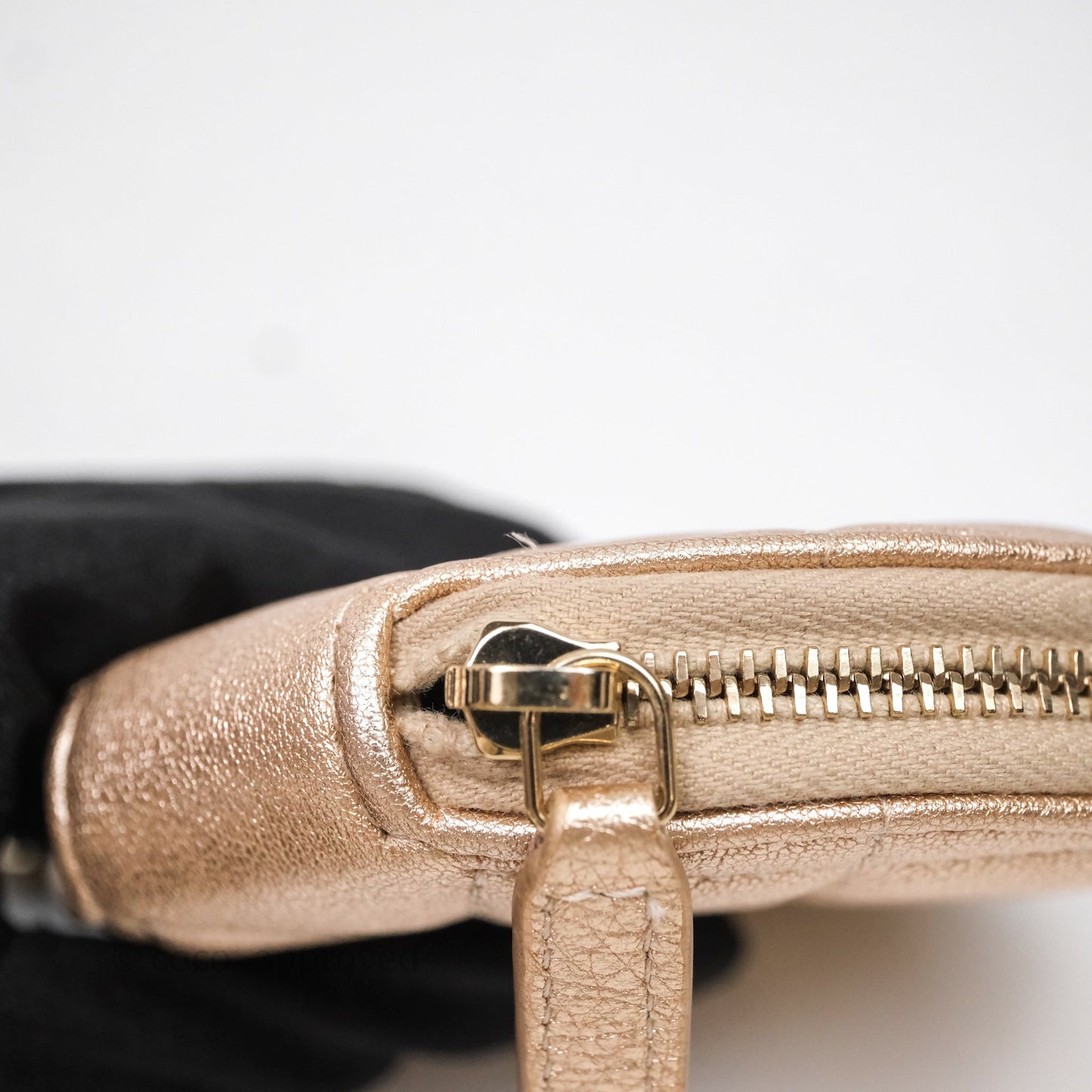 Chanel Quilted Round Coin Purse With Airpods Case Lambskin Metallic Gold Gold Hardware