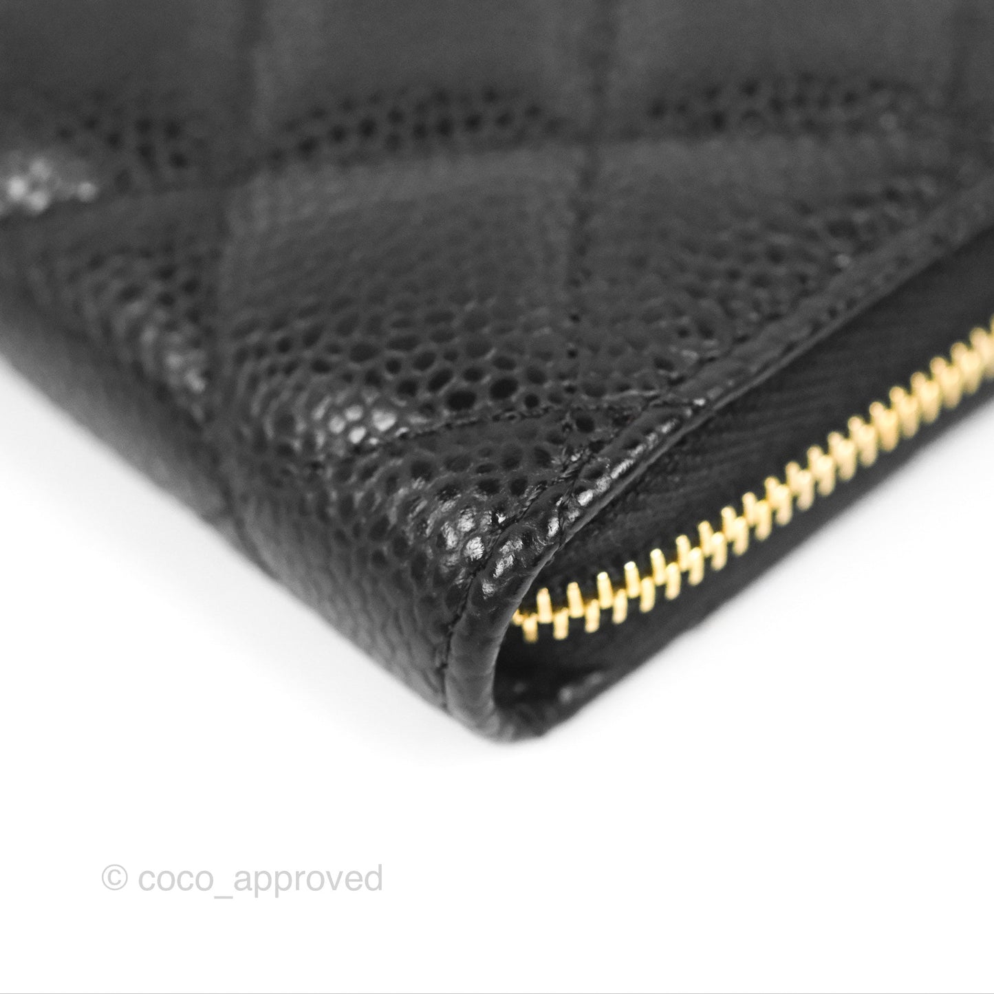 Chanel Classic Quilted Zipped Coin Purse Black Caviar Gold Hardware