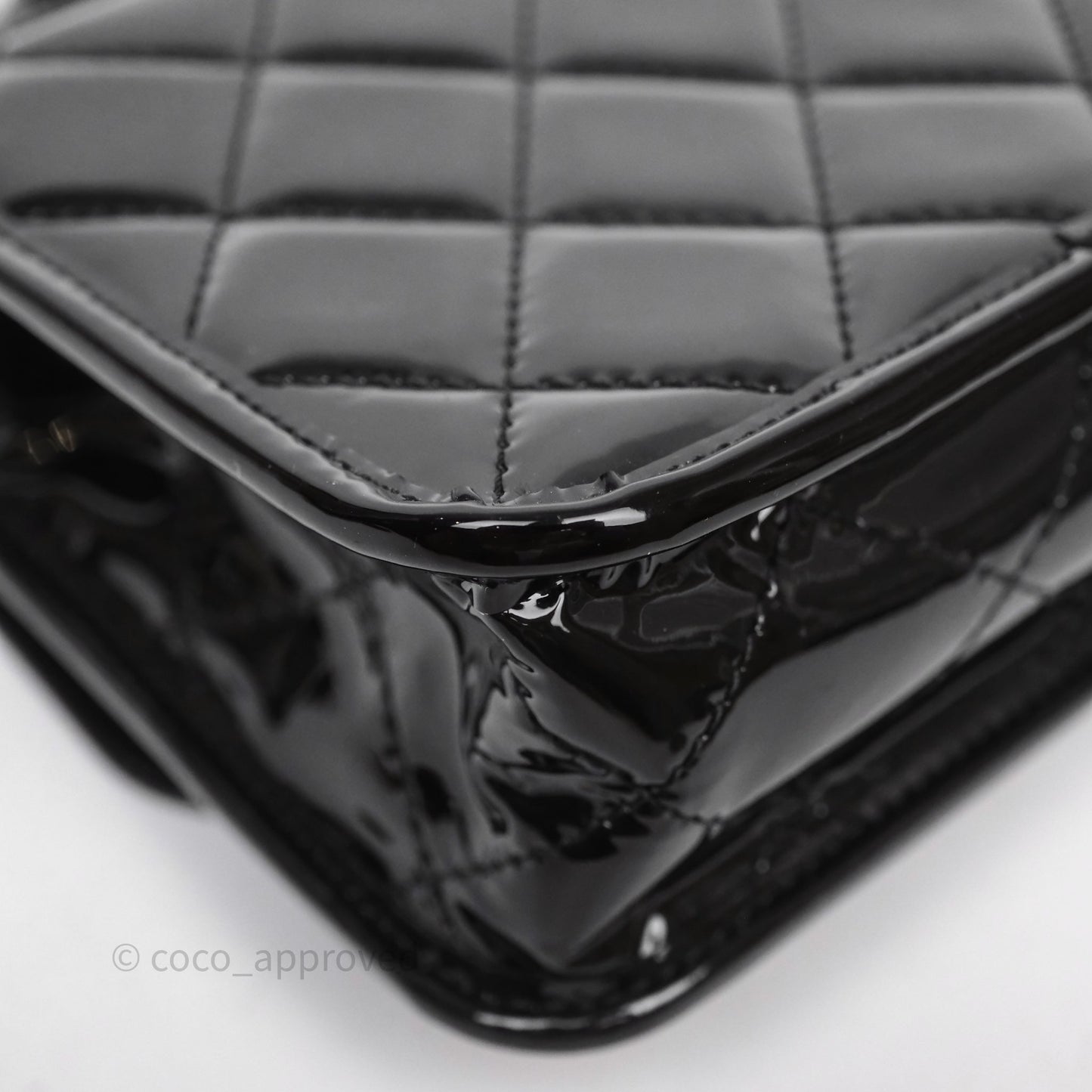 Chanel Mini School Memory Top Handle Flap Black Patent