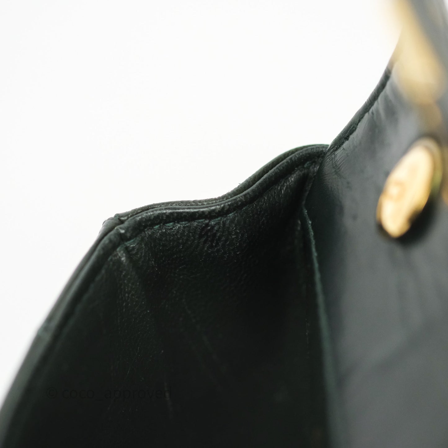 Chanel Vintage Mini Flap Bag Dark Green Lambskin Gold Hardware