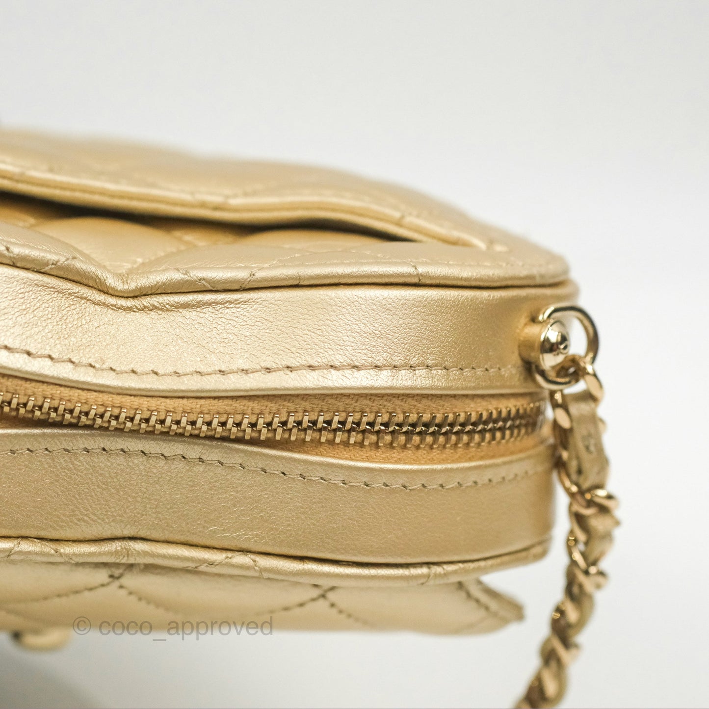 Chanel Small Heart Bag Iridescent Gold Lambskin Gold Hardware 22S