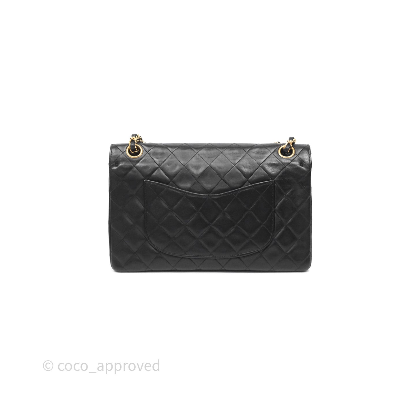 Chanel Classic Vintage Double Flap M/L Black Lambskin Gold Hardware