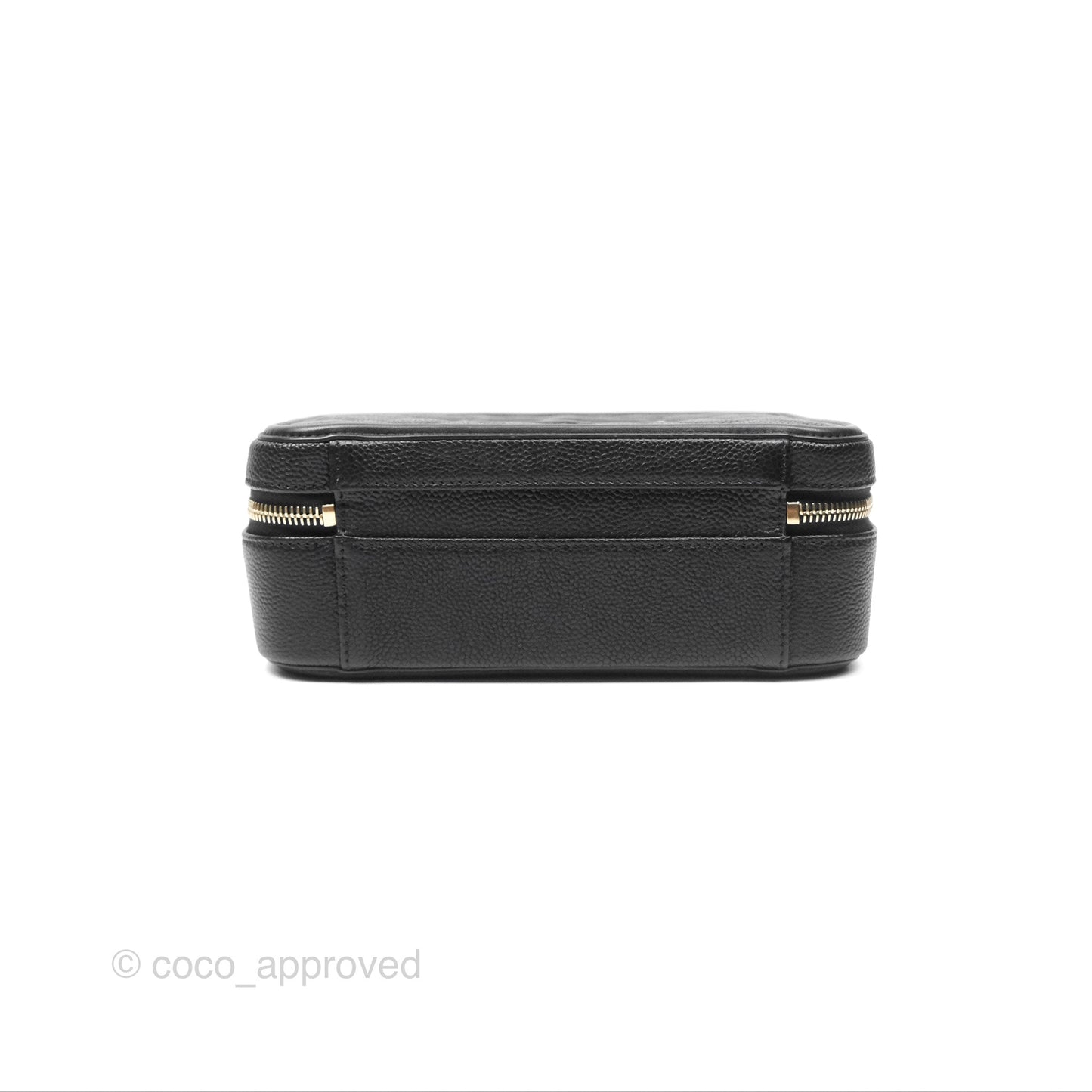 Chanel Quilted Medium CC Filigree Vanity Case Black Caviar Aged Gold Hardware