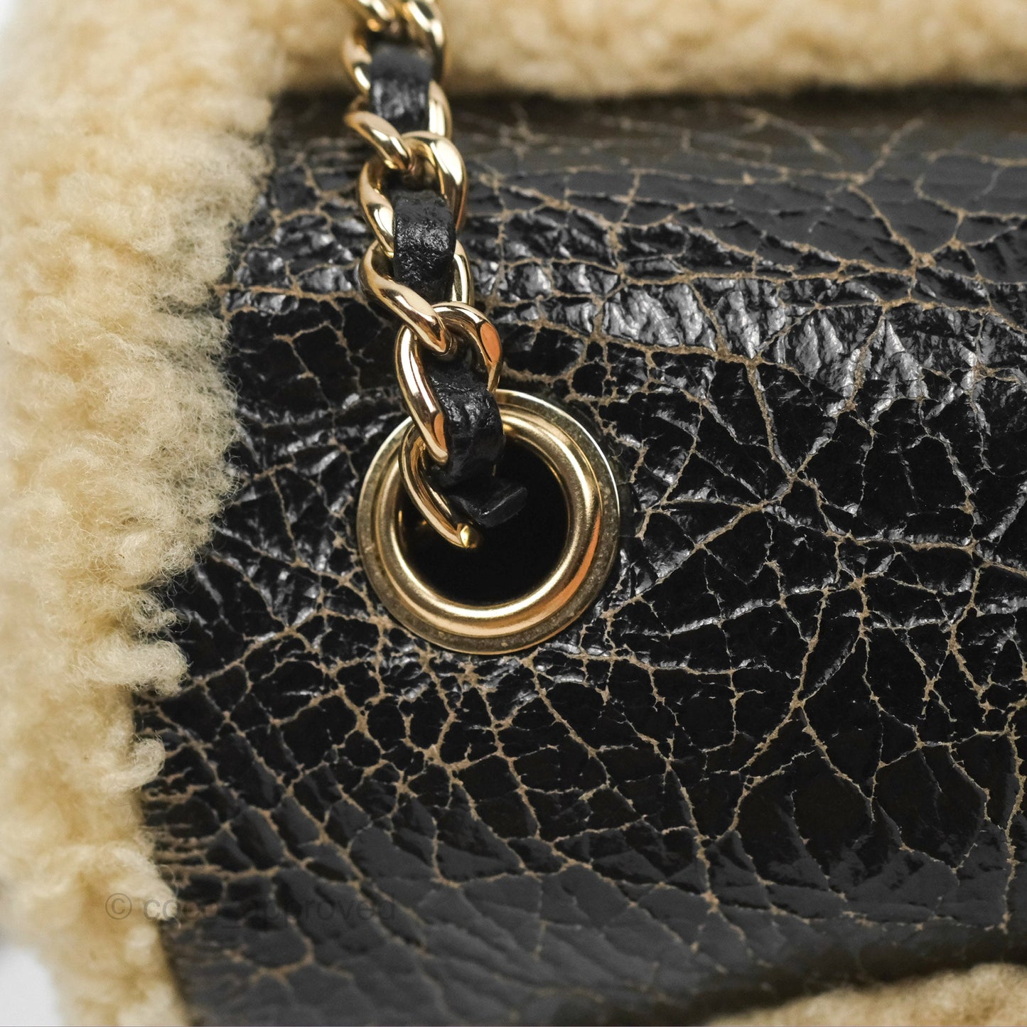 Chanel Mania CC Shearling Flap Bag Black Crumpled Glazed Sheepskin