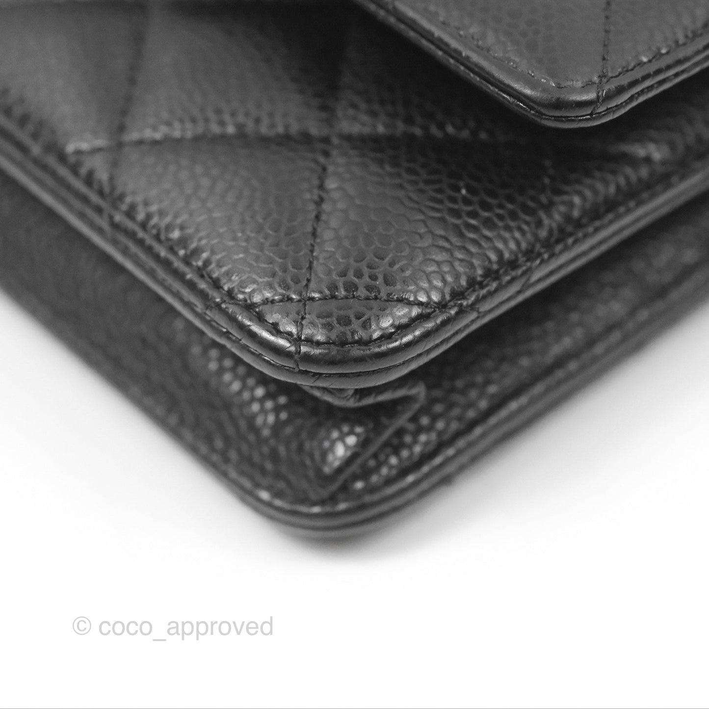 Chanel Quilted Classic Wallet On Chain WOC Black Caviar Silver Hardware