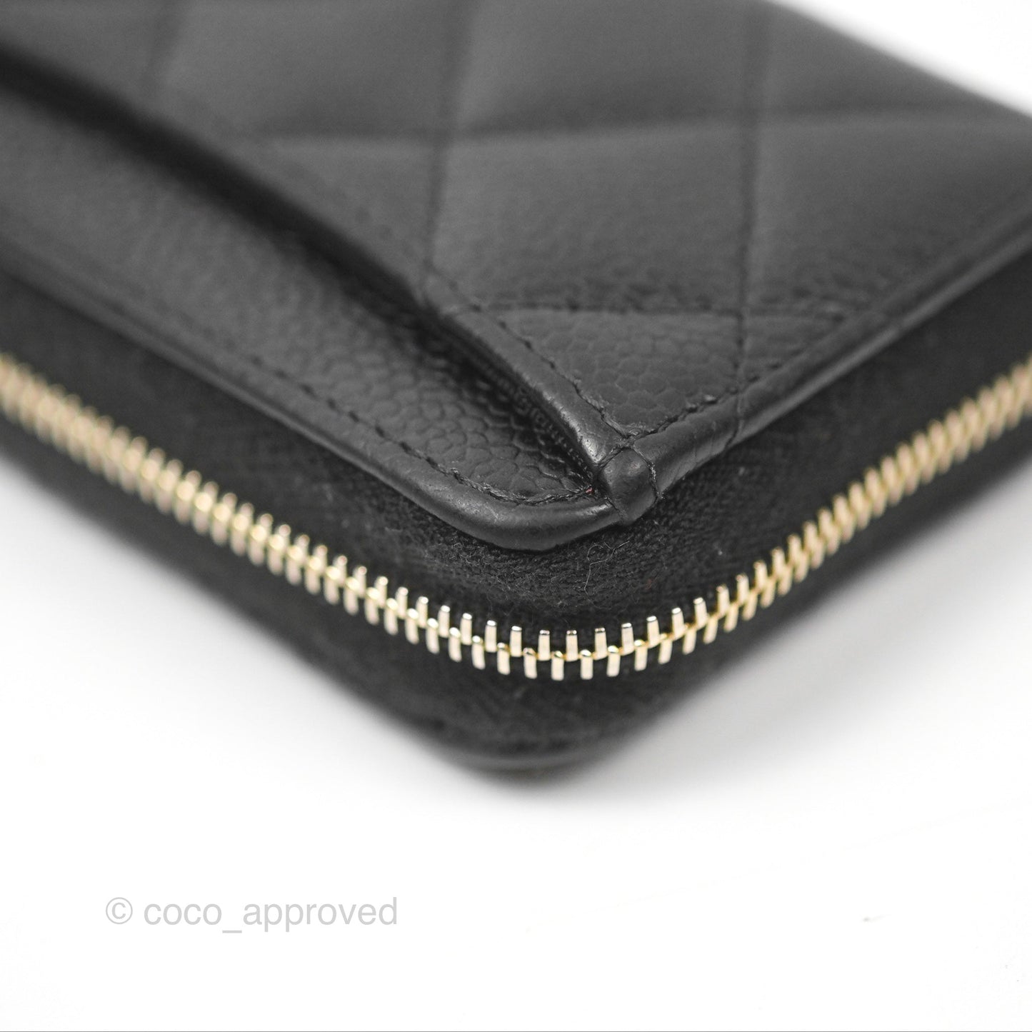 Chanel Quilted Zip Card Holder Black Caviar Gold Hardware