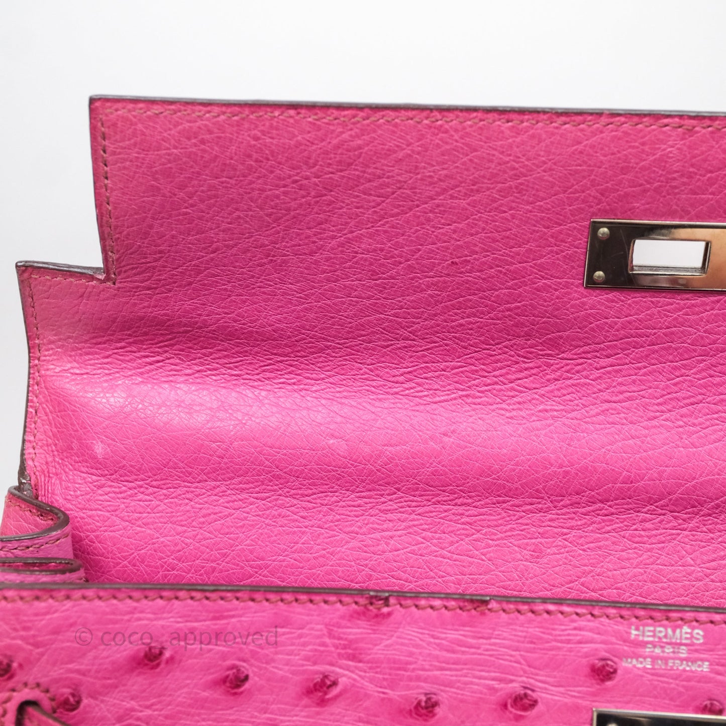 Hermes Kelly 32 Fuchsia Ostrich Palladium Hardware