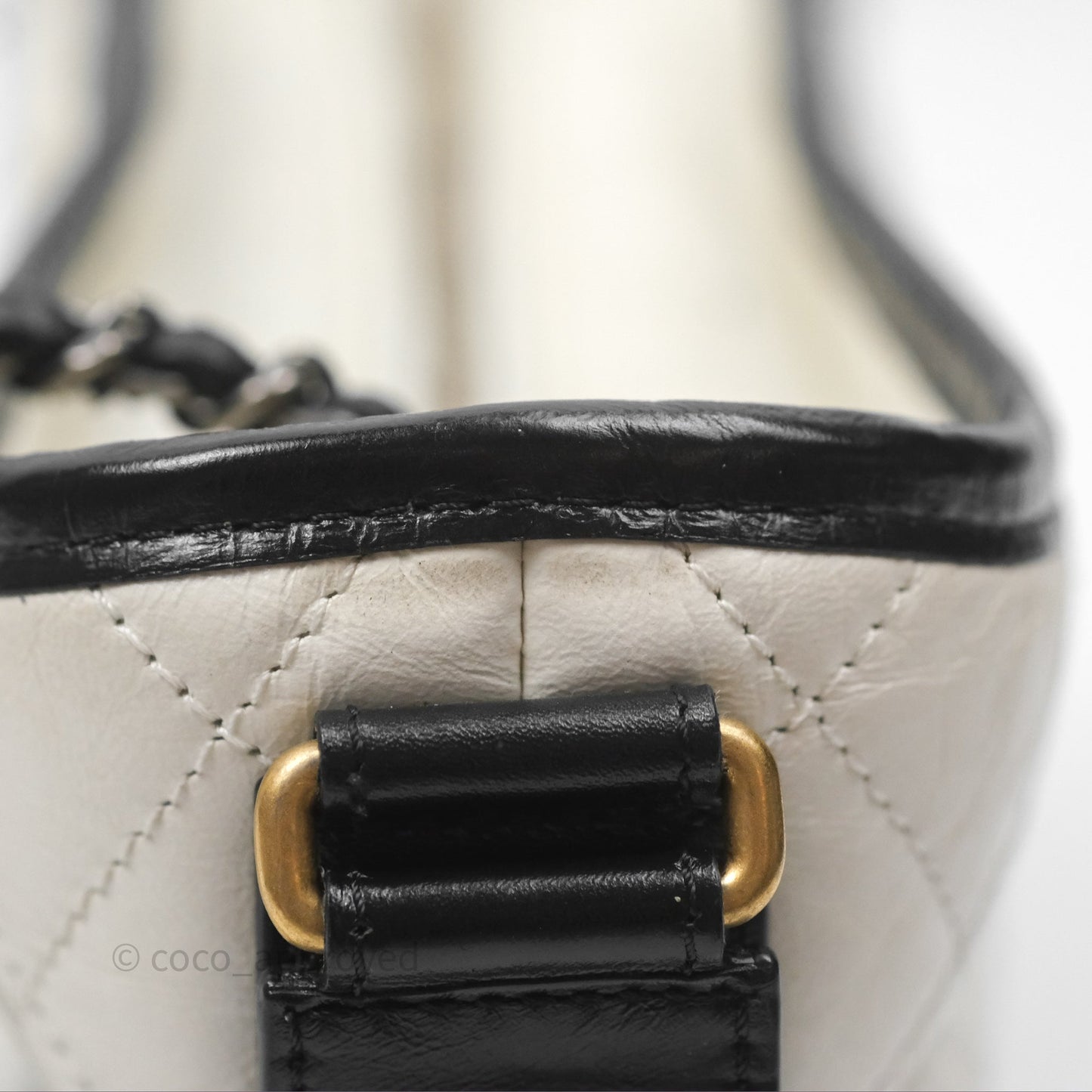 Chanel Small Gabrielle Hobo Quilted Black White Aged Calfskin