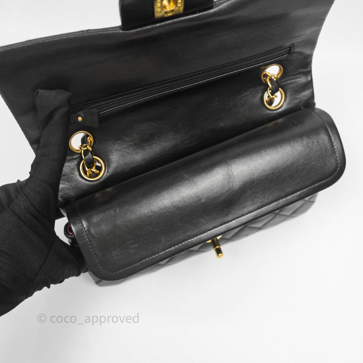 Chanel Vintage Classic Small Flap Bag Black Lambskin 24K Gold Hardware
