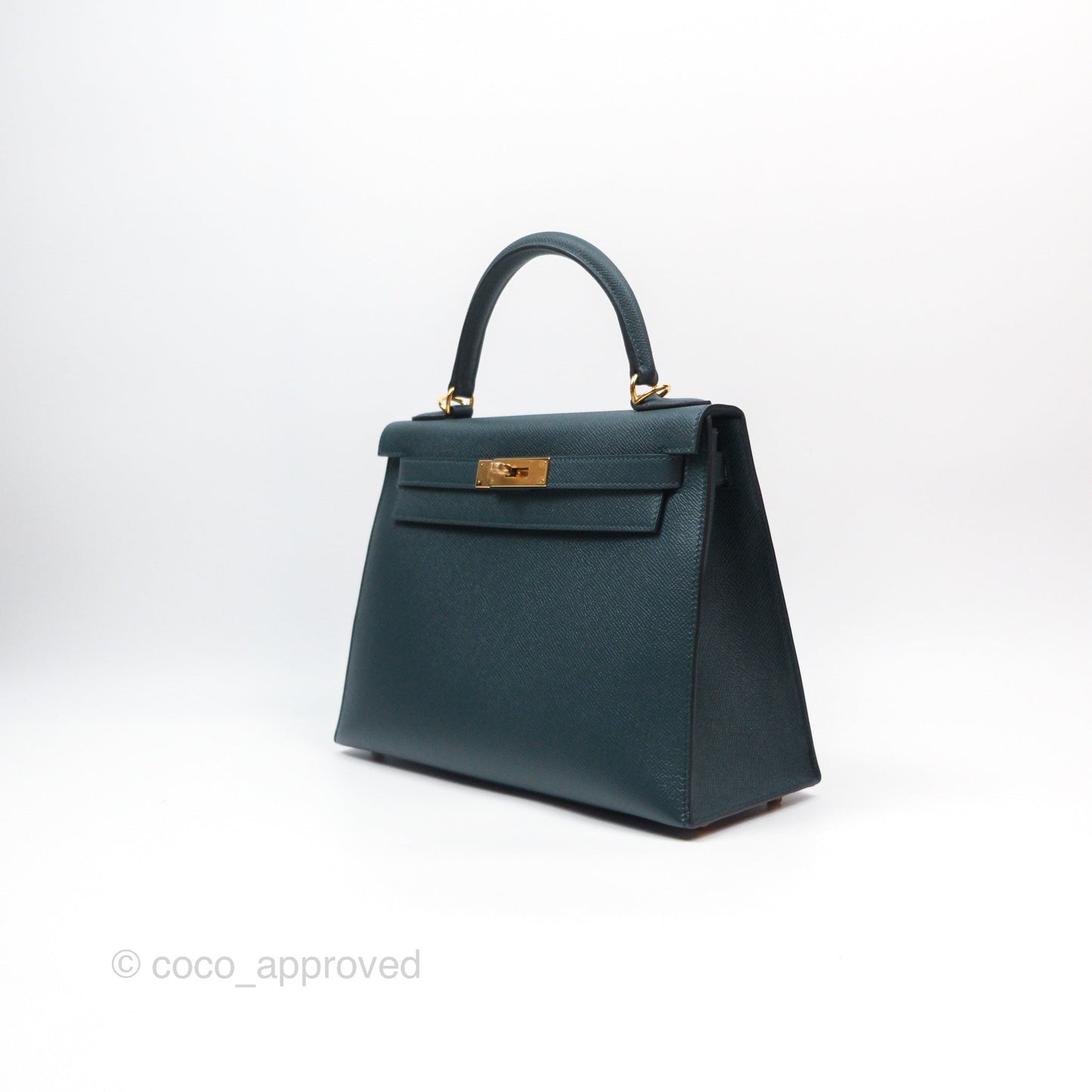 Hermès Kelly II 28 Sellier Vert Cypress 6O Veau Epsom Gold Hardware