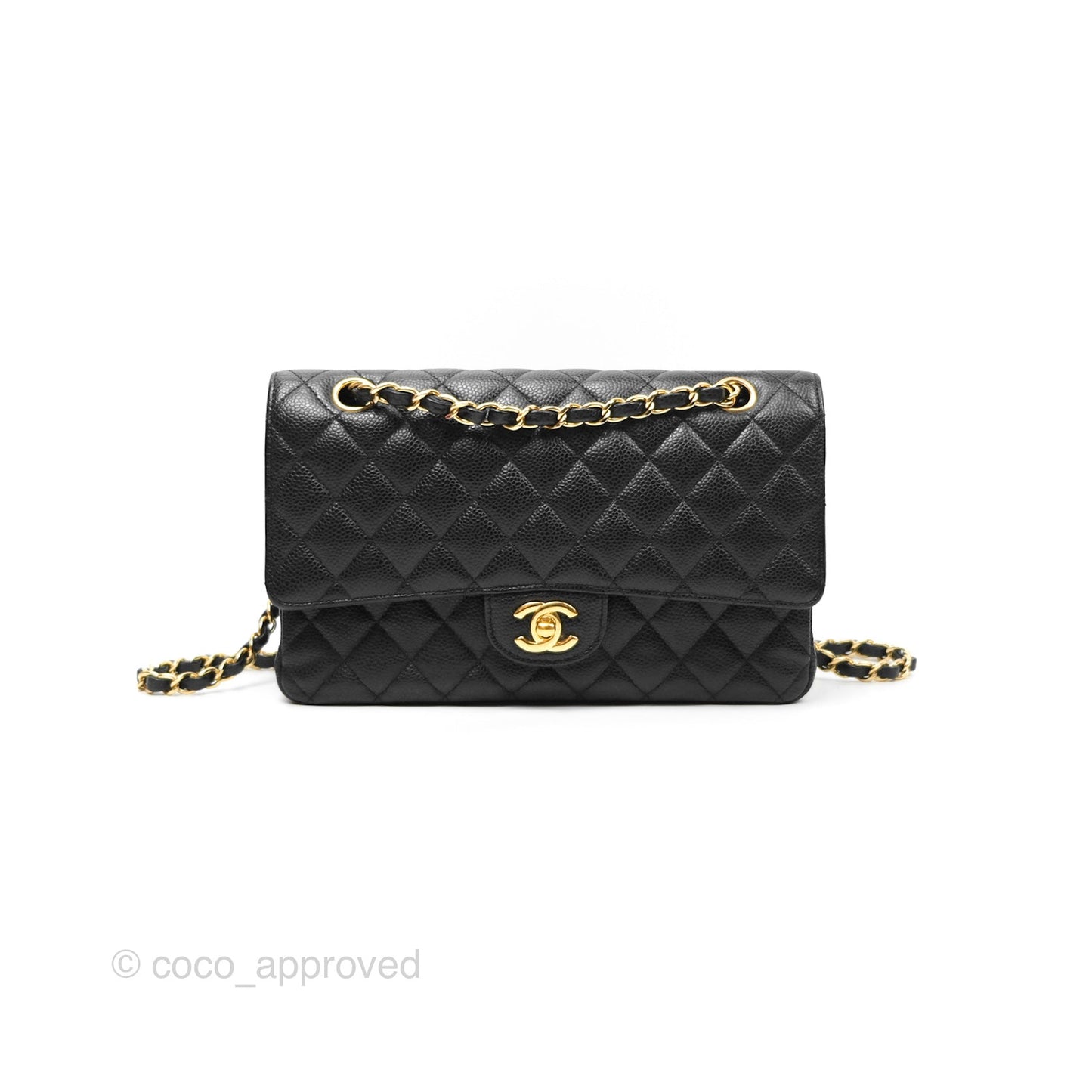 Chanel Medium Classic Flap Quilted Black Caviar Gold Hardware