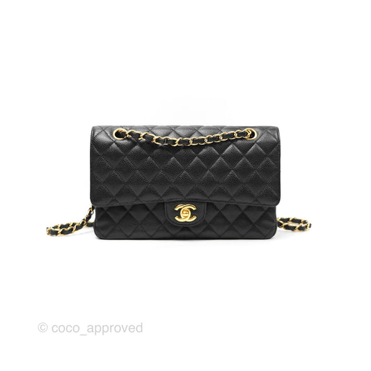 Chanel Medium Classic Flap Quilted Black Caviar Gold Hardware