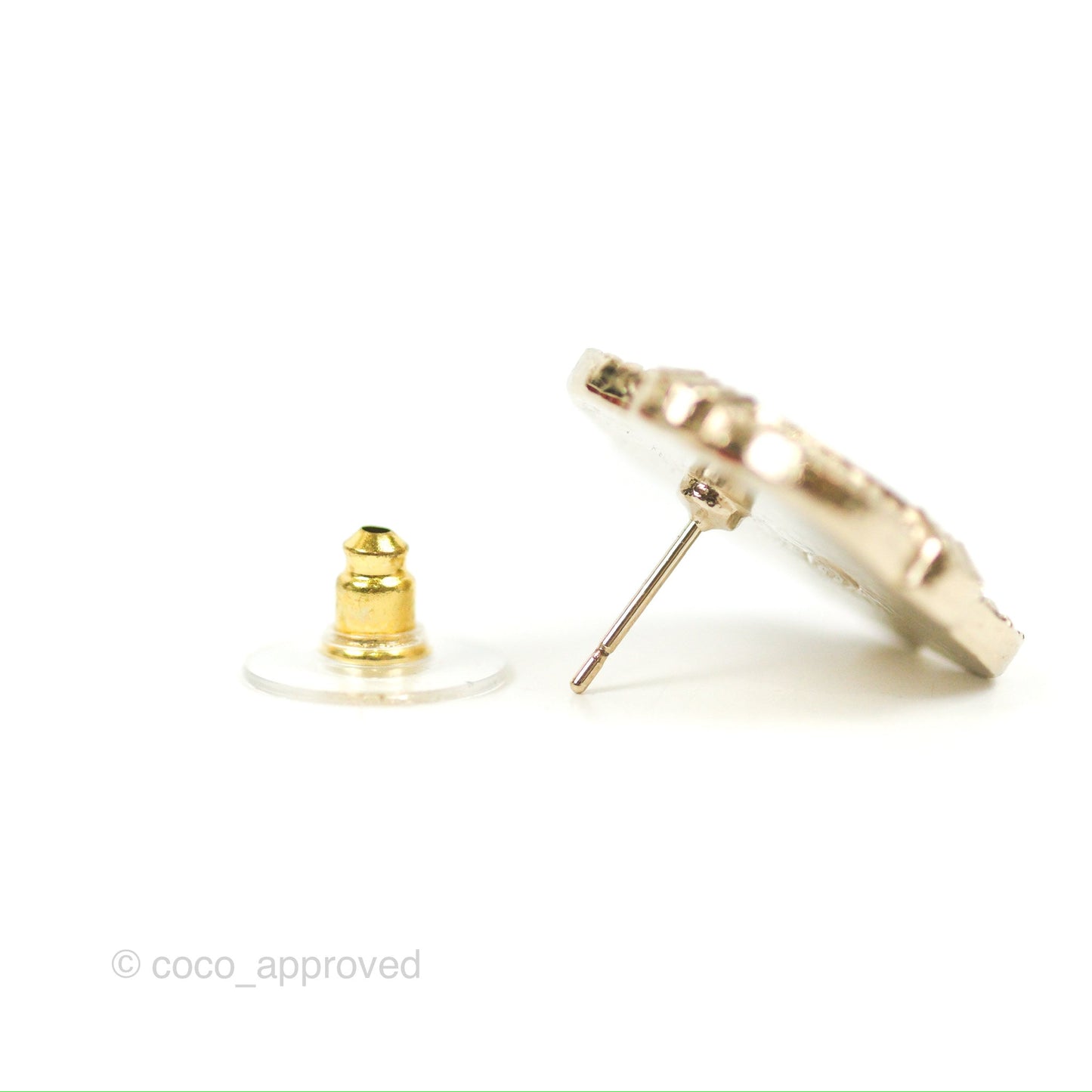 Chanel CC Heart Black Earrings Gold Tone 22V