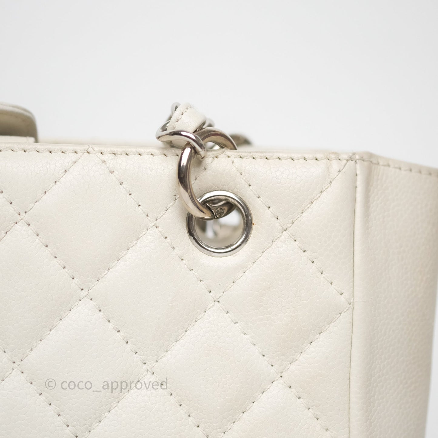 Chanel Vertical GST White Caviar Silver Hardware