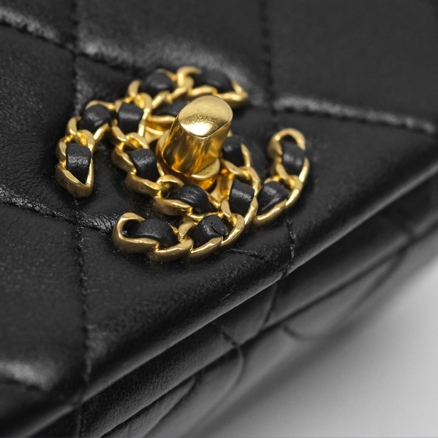Chanel Flap Bag Black Lambskin Aged Gold Hardware 24P