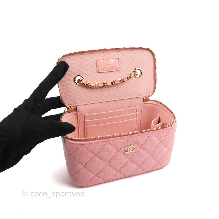 Chanel Vanity with Chain Pink Caviar Gold Hardware