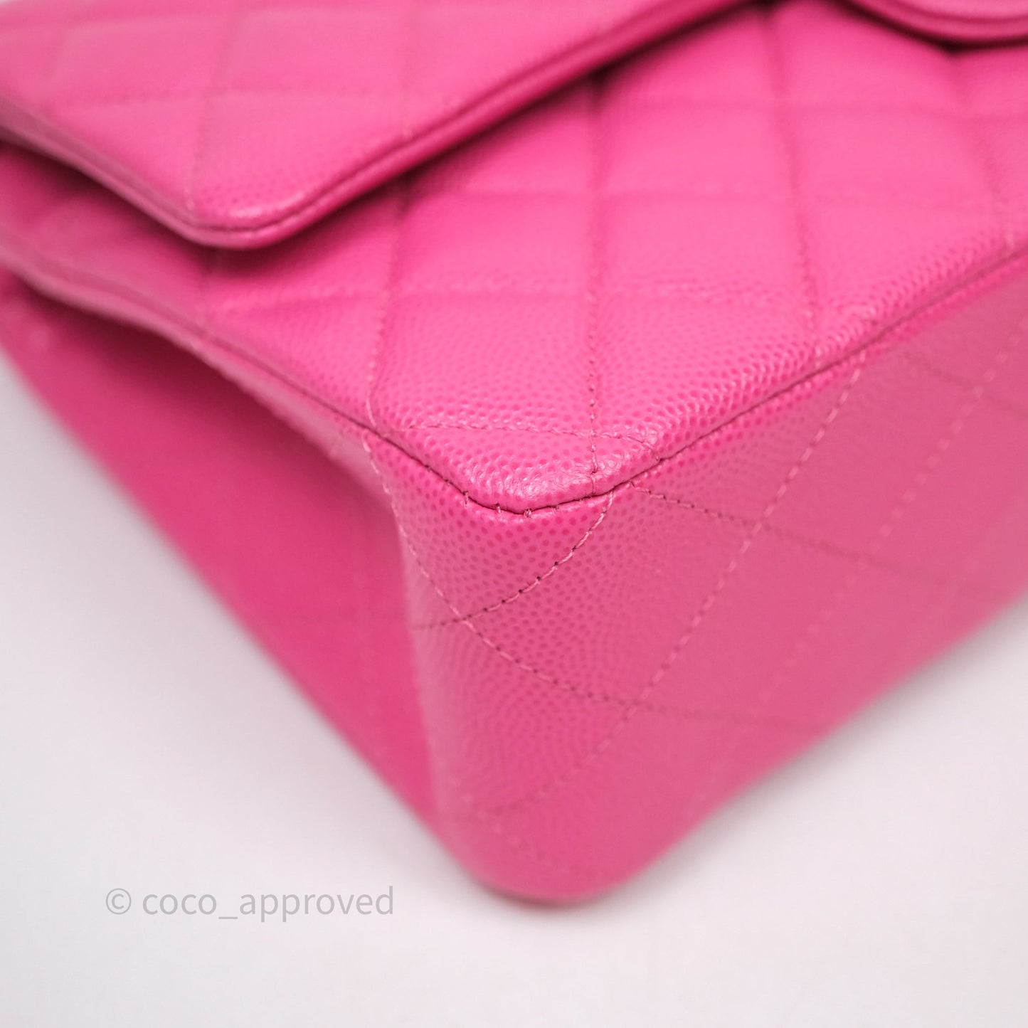 Chanel Classic M/L Medium Flap Quilted Hot Pink Caviar Gold Hardware